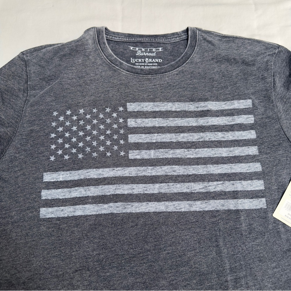 New Lucky Brand Charcoal Burnout Tee size M - Picture 6 of 8